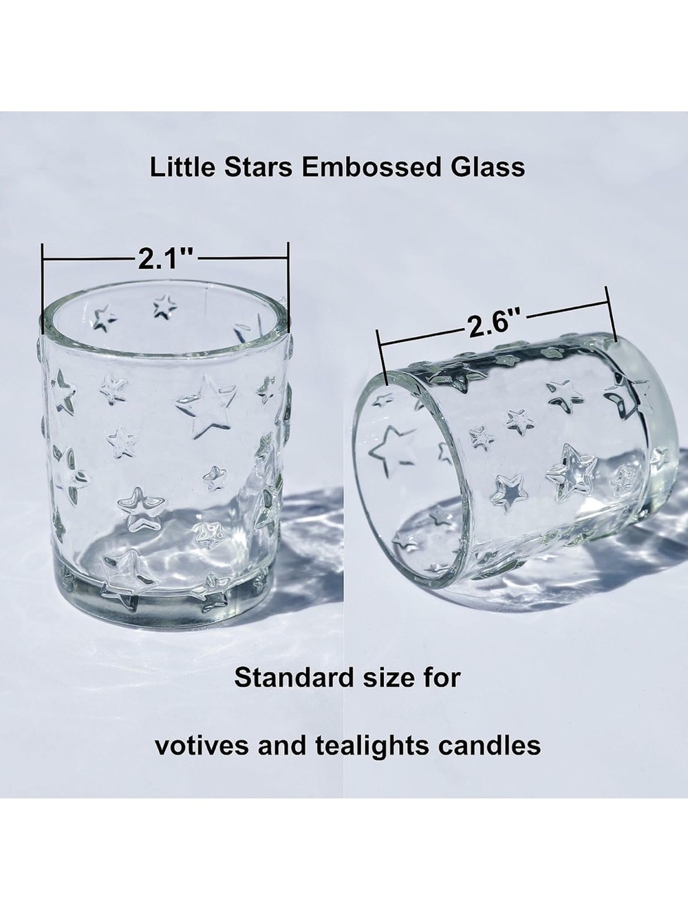 Clear Embossed Star Votive Candle Holders Set of 6 - Picture 6 of 6